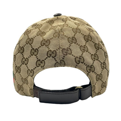 Gucci Hat Baseball Cap Leather GG Logo Blawan Men's Size XL