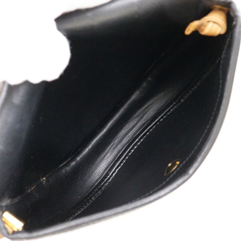 Dior Christian Dior CD Logo Vintage Pochette Calf Black Women's Shoulder Bag