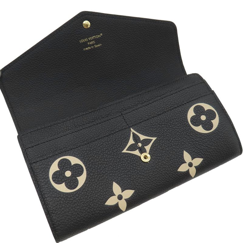 Louis Vuitton Long Wallet Portefeuille Sarah Monogram Empreinte Black and Beige