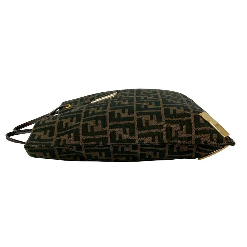 Fendi Zucca FF All Over Pattern Logo Hardware Canvas Leather