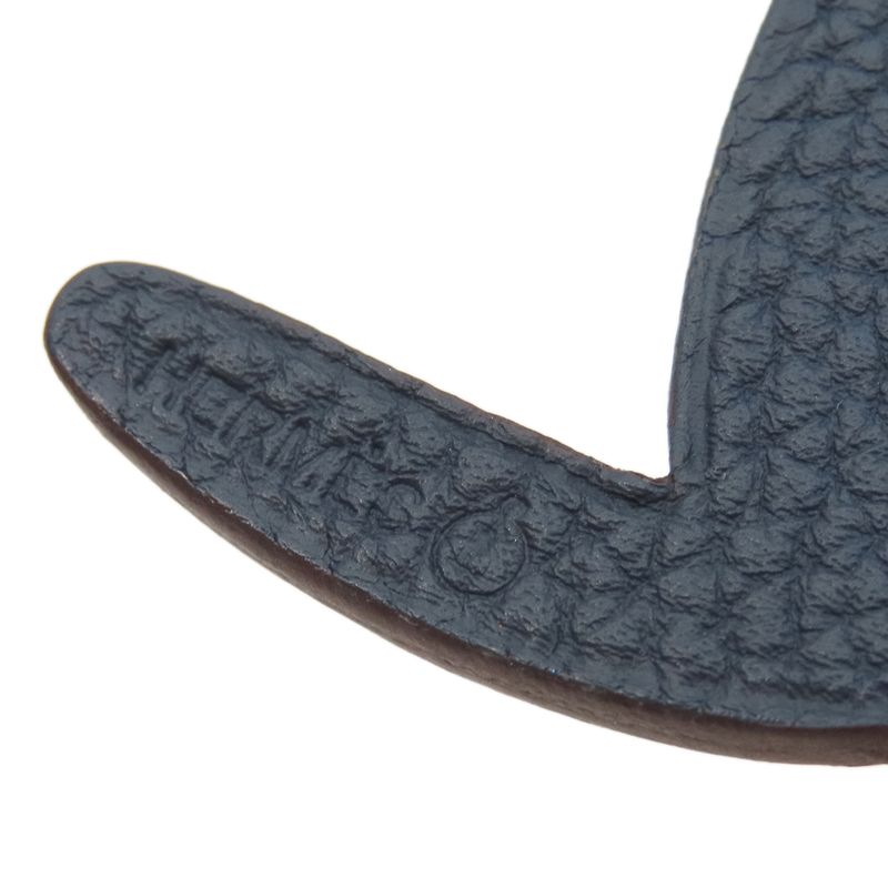 Hermes Charm Petit Ash Guinea Pig Togo Vaux Epson Blue and Brown Bag Charm Petit