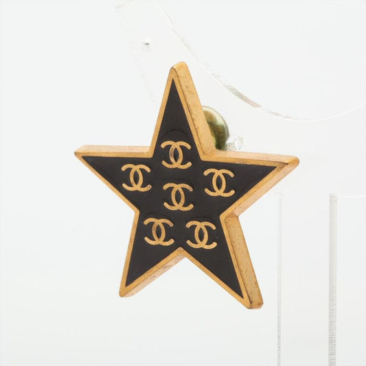 Chanel Coco Mark Star 01P Earrings (one Side Only) GP Black And Gold Made In