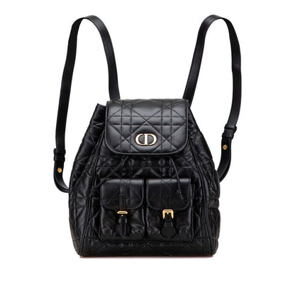 Dior Macrocanage Caro Caro Medium Backpack Rucksack Black Leather Women's Dior