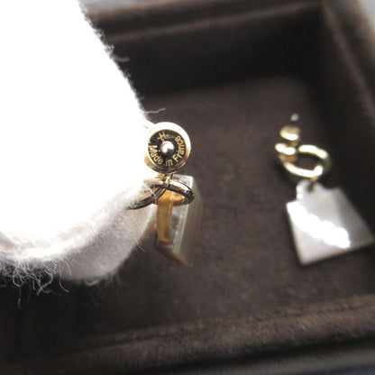 Hermes Amourette Maroquinier Kelly Cadenas Buffalo Horn Metal Brown Earrings