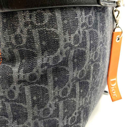 DIOR Tote Bag Trotter Flight Line Navy/orange Canvas Leather Women's