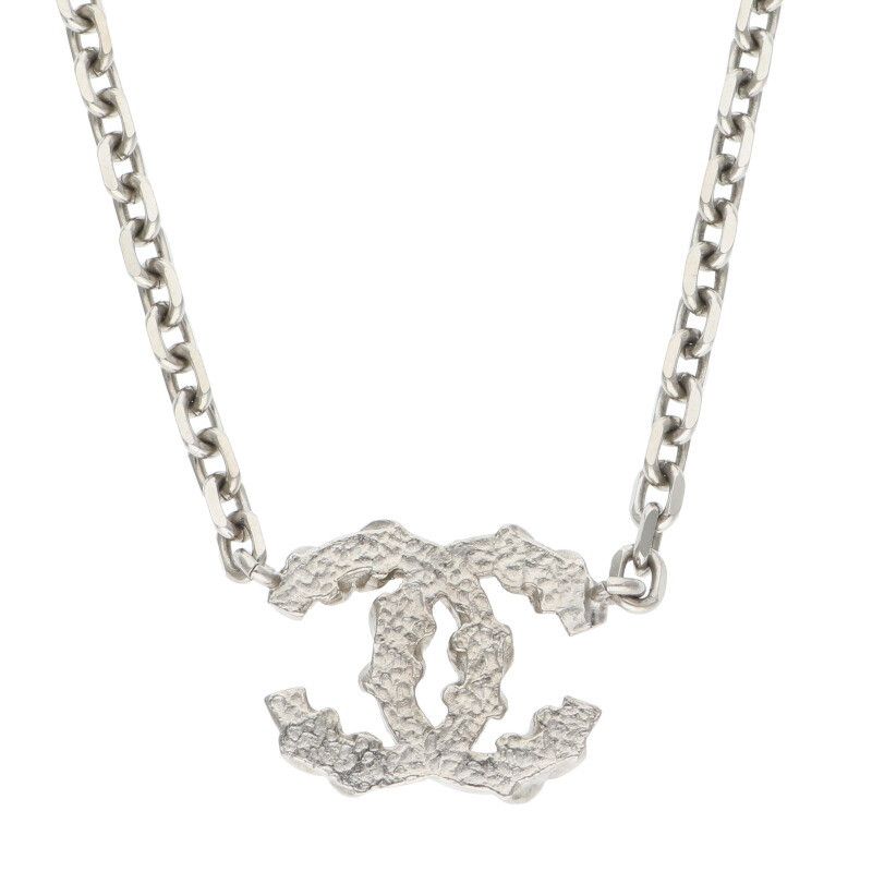Chanel Coco Mark Silver Necklace Women