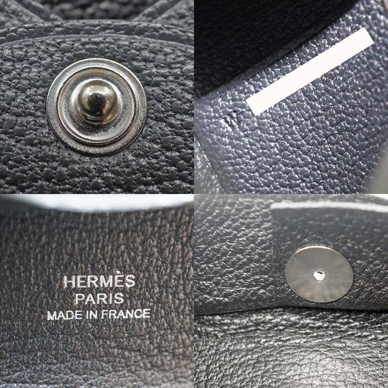 Hermes 041054ck Bastia Coin Purse Wallet Grimisty Dark Gray W Engraved