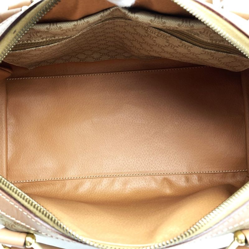 Celine M14 Handbag Mini Boston Macadam PVC Leather Beige Travel Vintage Ladies