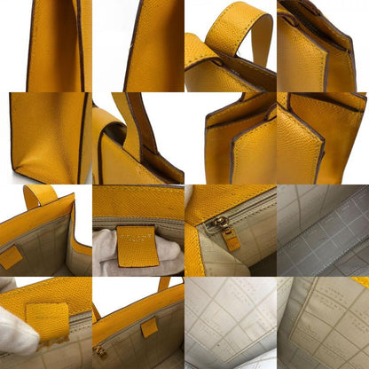 Celine Shoulder Bag Leather Yellow Gold Hardware Shape Push Turnlock Ladies