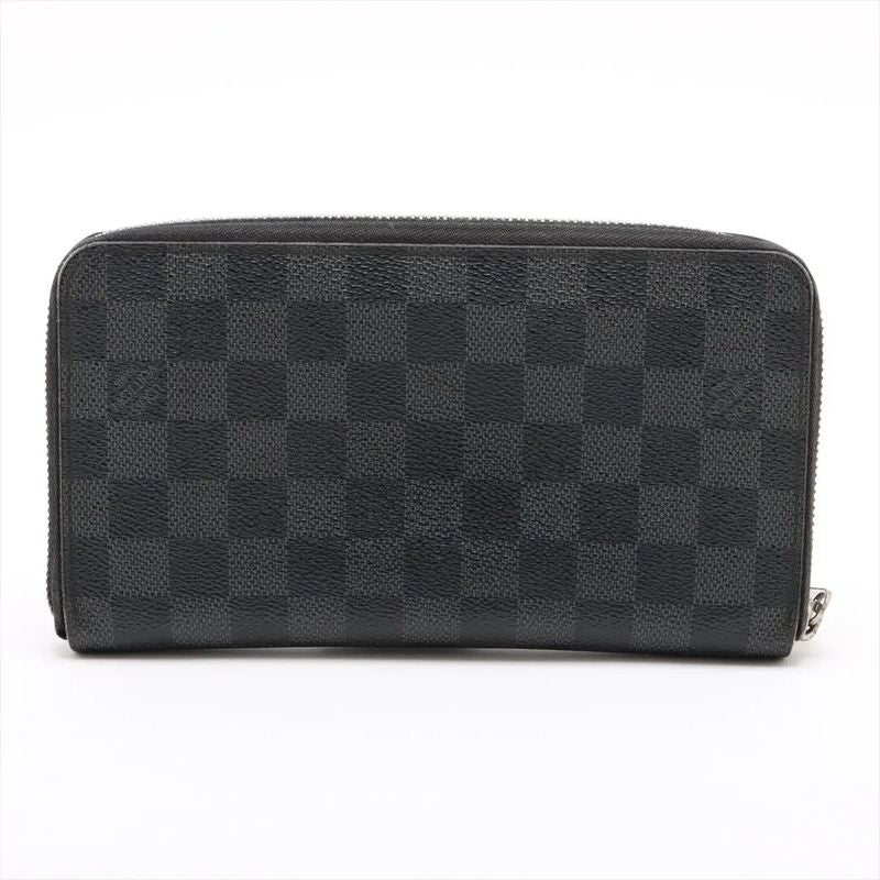 Louis Vuitton Damier Graphite Zippy Organizer N63077 Leather Long Wallet Round