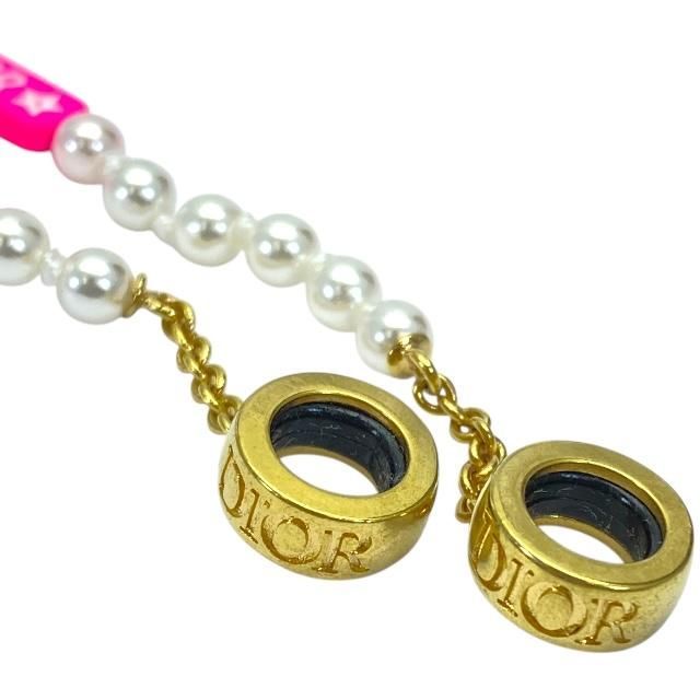 Christian DIOR Airpods Holder Necklace Airpods Holder Chain Logo Faux Pearl GP