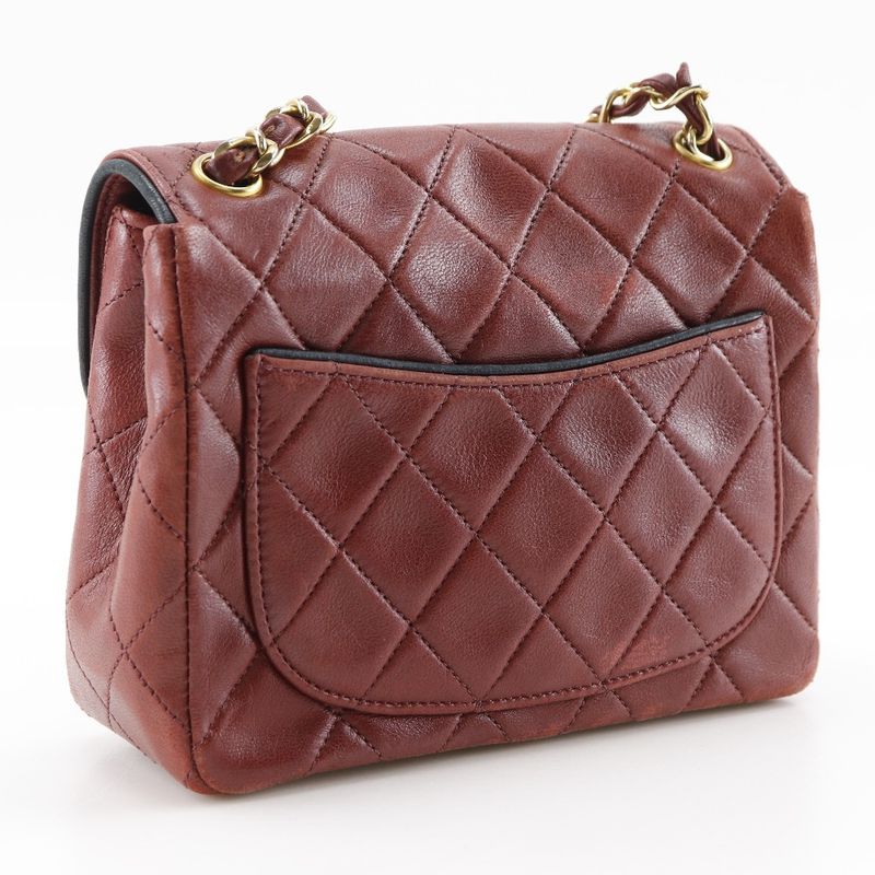 Chanel Mini Matelasse Chain Shoulder Vintage A35200 Lambskin Red Ladies