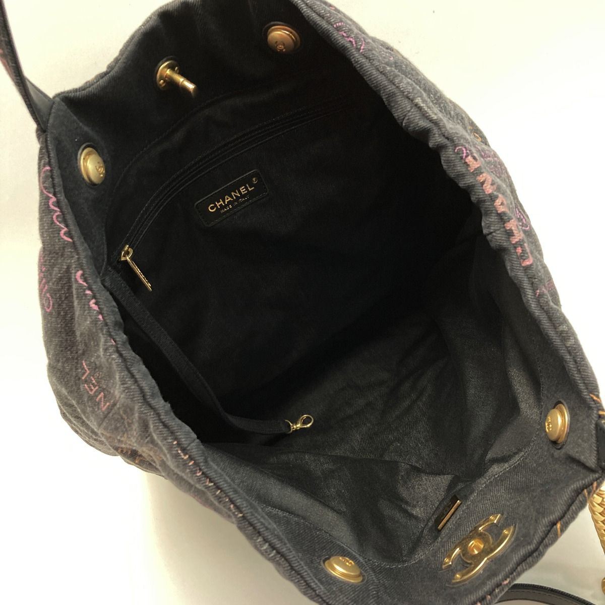 Chanel Matelasse Maxi Shopping Bag As3128 Black Denim 2way Tote Shoulder