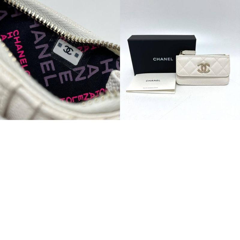 Chanel Long Wallet Coco Mark Caviar Skin White