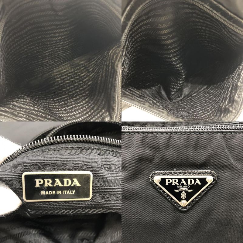 Prada Shoulder Bag Nylon Leather Black Ladies Men Fashion Vintage