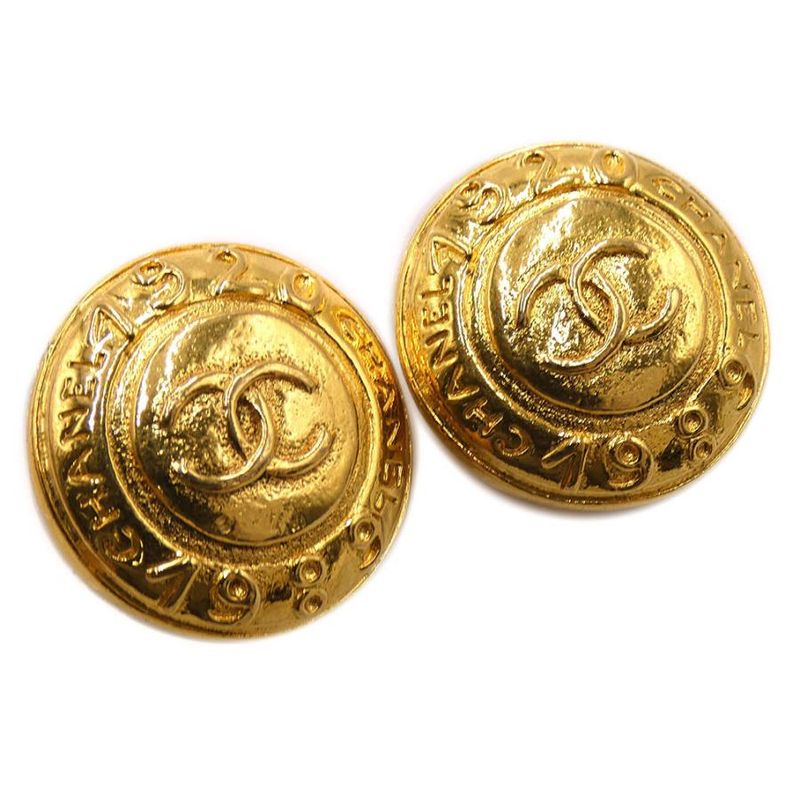 Chanel Coco Mark 1920-1989 GP Gold Earrings And Earrings 1920-1989