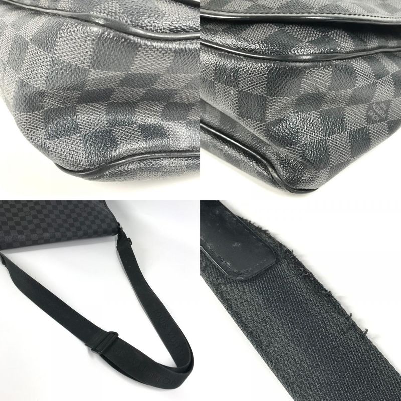 Louis Vuitton Shoulder Bag Lenzo N51213 Damier Graphite Canvas Black