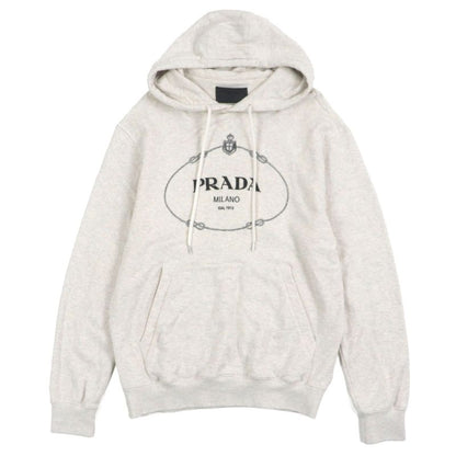 Prada 23AW Ujl24b 100% Cotton Front Logo Embroidery Hoodie Pullover Hoodie