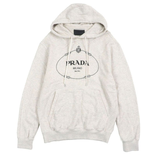 Prada 23AW Ujl24b 100% Cotton Front Logo Embroidery Hoodie Pullover Hoodie