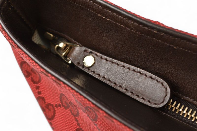 Gucci Tote Shoulder Bag Gucci Coated Canvas GG Dar Cles Red Sherry 308928