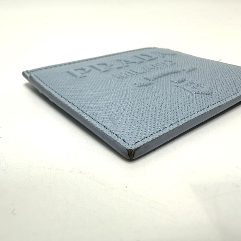 Prada Card Case With Embossed Logo 1mc025 Saffiano Leather Light Blue