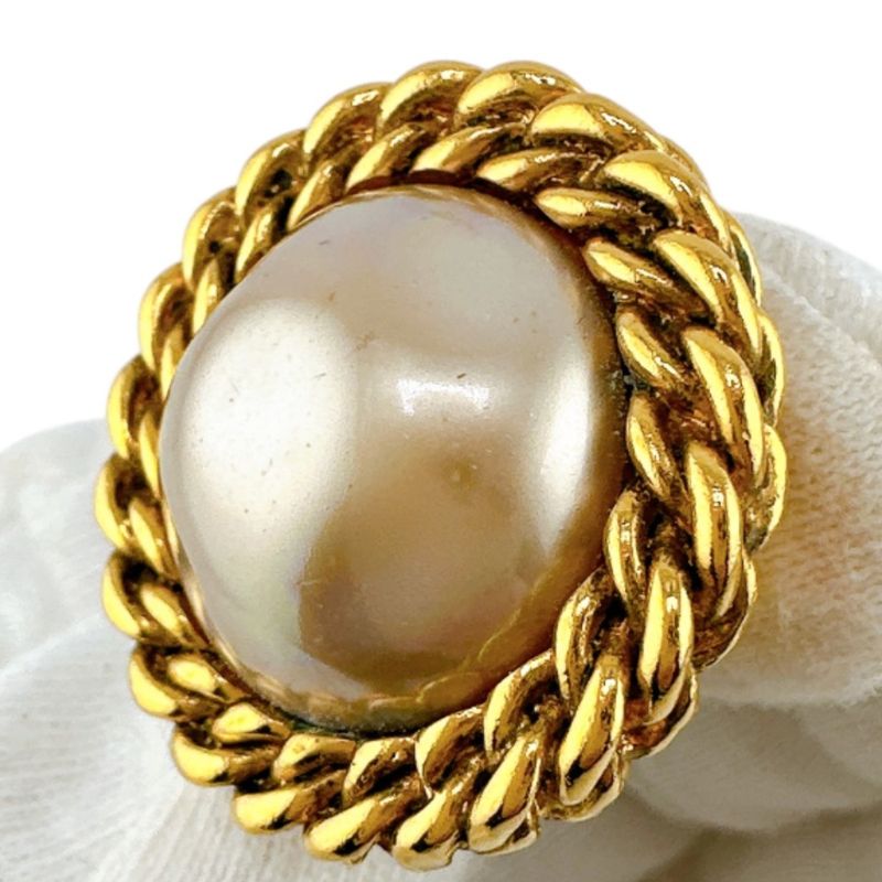 Chanel Vintage Faux Pearl Earrings Chanel Gold With Box