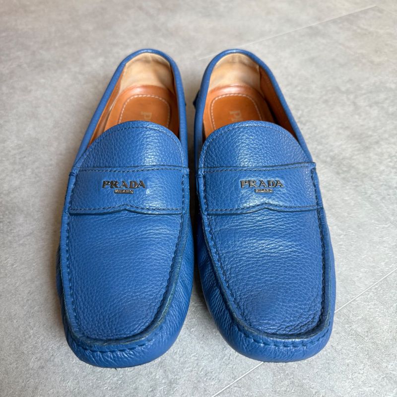 Prada Driving Shoes Loafers Slip-on Leather Genuine Leather 6 26cm (10.24in)