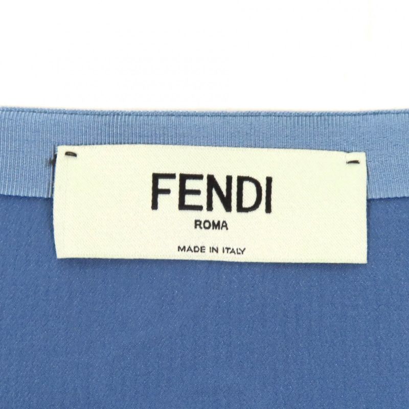 Fendi 2023 Fq7486 100% Cotton Logo Ribbon Side Slit Striped Long Skirt White