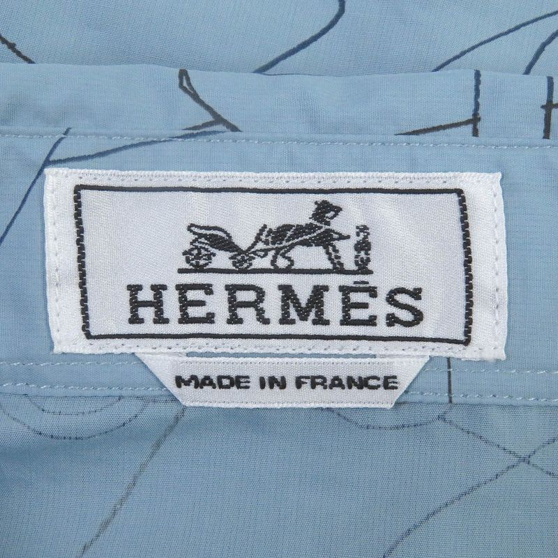 Hermes 24SS Selles En Fragments Finesse 100% Cotton Sellier Button Long Sleeve