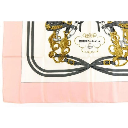 Hermes Silk Scarf Carre 90 Brides de GALA by Hugo Grygkar Pink White