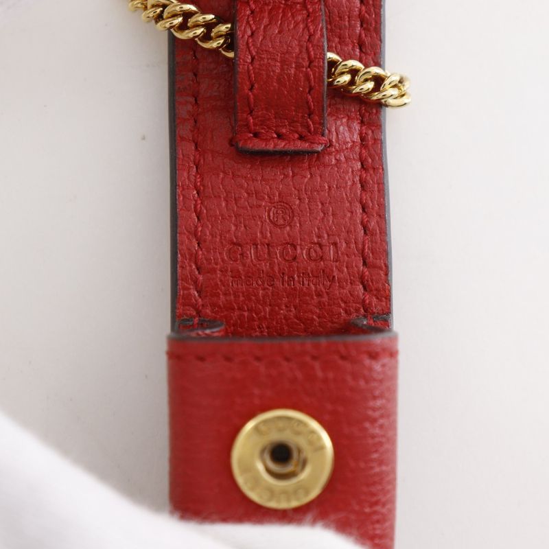 Gucci Lipstick Case Double G Pendant 615998 Calf Red Women's Other Accessories