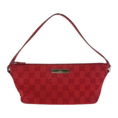 Gucci Red Silver Hardware GG Canvas 039 1108 Handbag Accessory Pouch Women