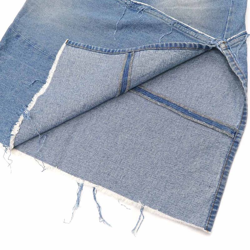 Balenciaga Denim Skirt Light Blue Series 34 100% Cotton Cut-off Denim