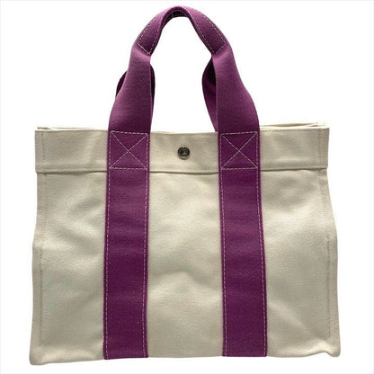 Hermes Bora Canvas Hand Tote White Purple
