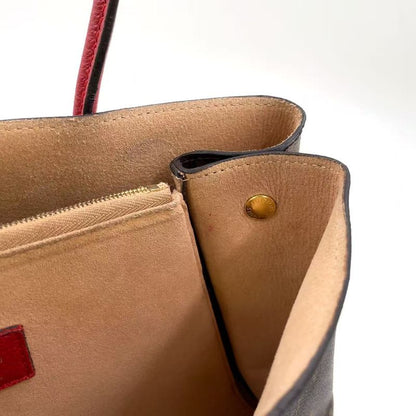 Louis Vuitton Flandrin Monogram Threes Leather X PVC Brown X Red Tote Bag Gold