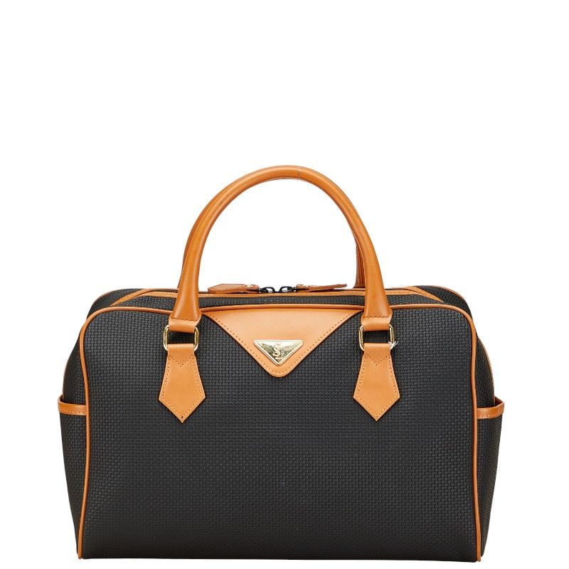 Saint Laurent Mini Boston Bag Handbag Black Brown PVC Leather Women Saint