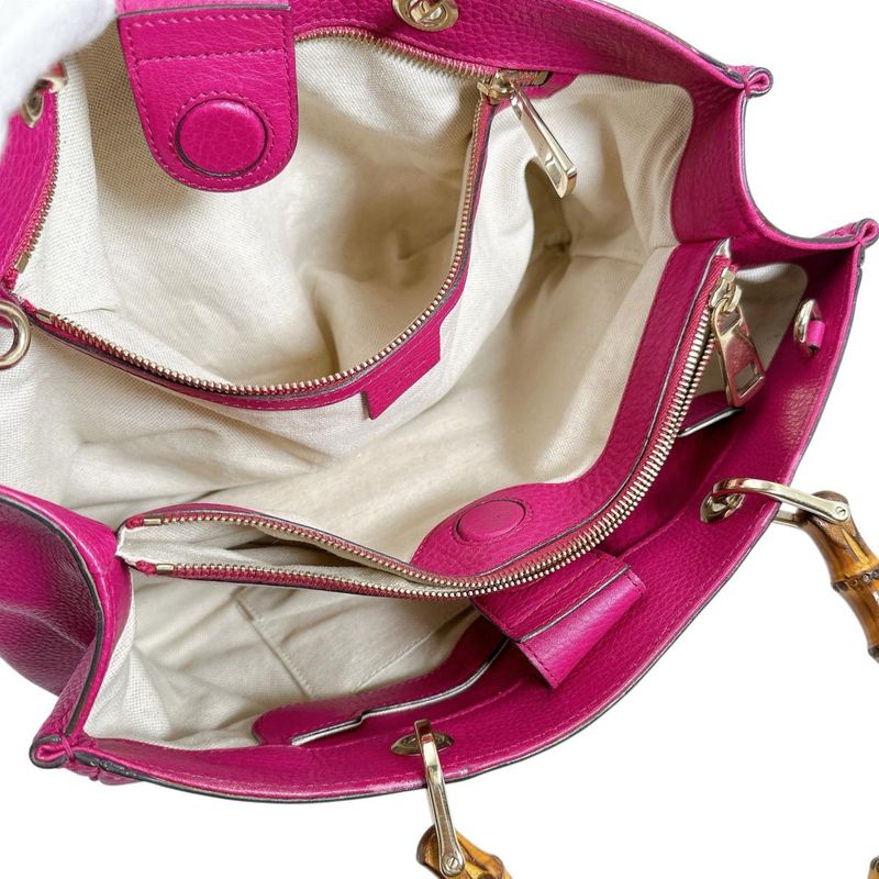 Gucci 323660 2WAY Bag Tote Bamboo Handbag Gucci Pink