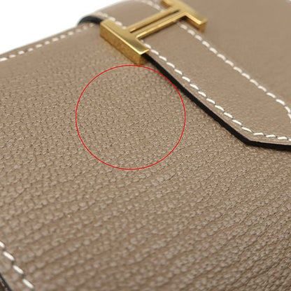 Hermes Trifold Wallet Bearn Combine Chèvre Etoupe Gold Hardware Glazed U