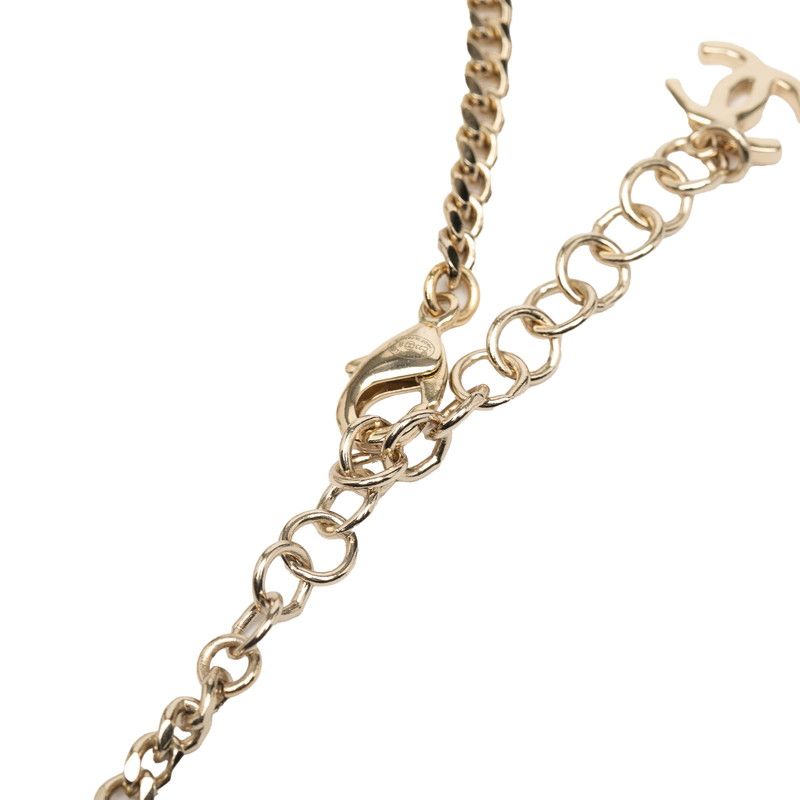 Chanel Logo Heart Circle Choker Necklace Gold Plated Rhinestone Ladies Chanel