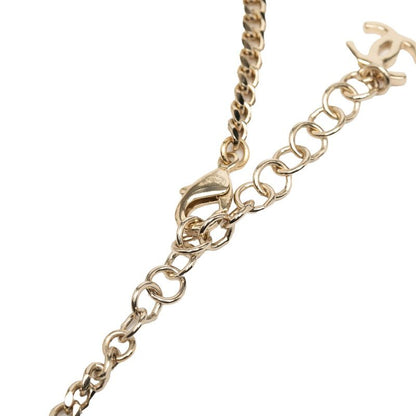 Chanel Logo Heart Circle Choker Necklace Gold Plated Rhinestone Ladies Chanel