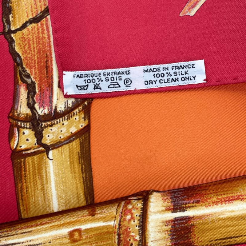 Hermes Carre 90 Jardin Creole Cles Or's Paradise Silk Scarf Red