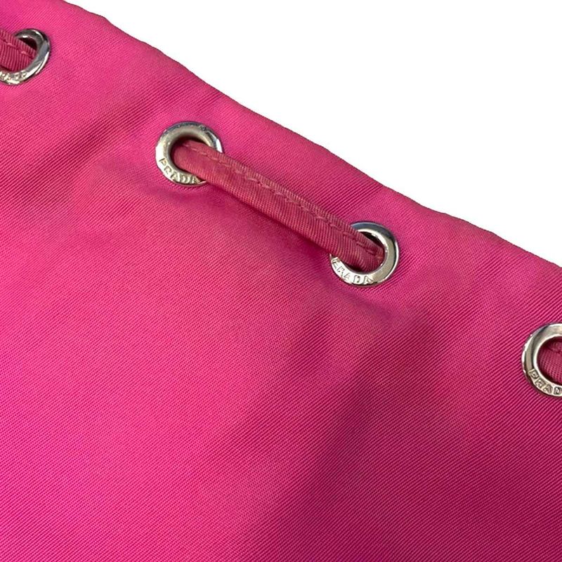 Prada Nylon Draw String Ring Pouch Draw String Bag Pink