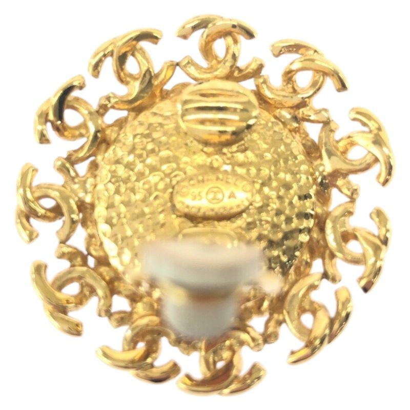 Chanel Vintage Coco Mark Gold Plated Earrings 95 A Engraved Ladies 504796