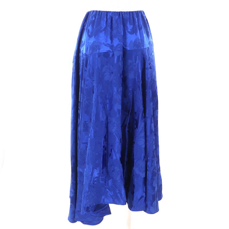 Balenciaga 2020 625534 Floral Pattern Floral Long Flared Skirt Blue 36 Made In