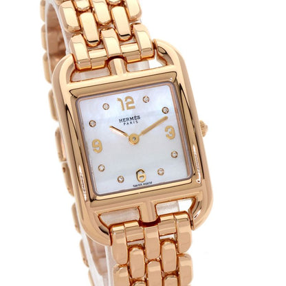 Hermes Cc1270a Cape Cod 8P Diamond Watch 18K Pink Gold Ladies