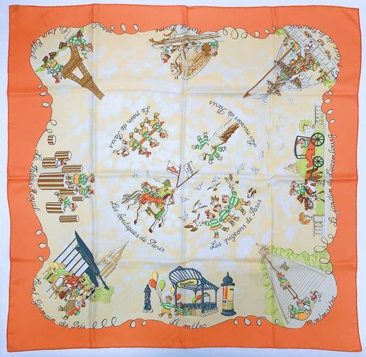 Hermes Carre 90 Silk Scarf Les Triples De Paris With Box