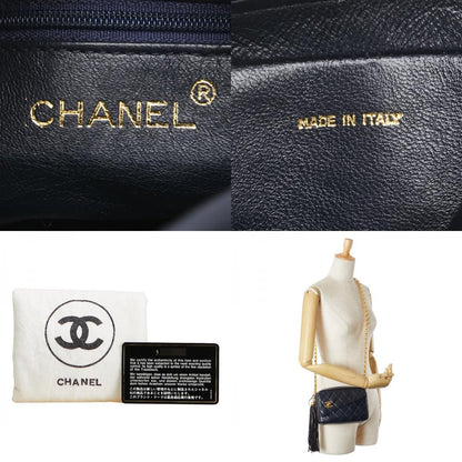 Chanel Matelasse Coco Mark Fringe Chain Shoulder Bag Navy Lambskin Women Chanel