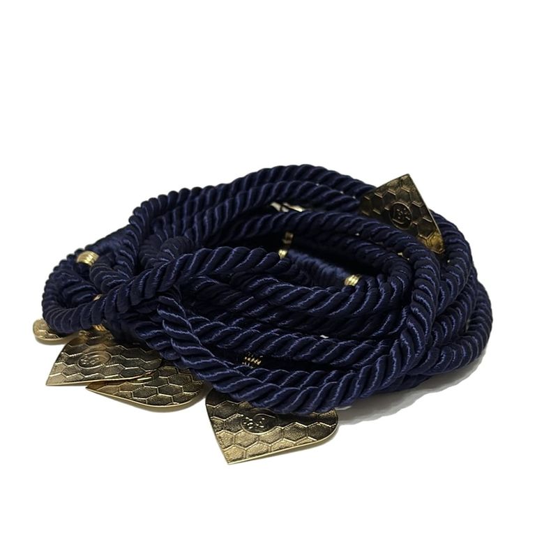 Dior/christian Dior Belt - Dark Navy And Gold Heart/honeycomb/rope Shape