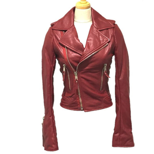 Balenciaga Riders Jacket Women's Jacket 256302 Leather Red