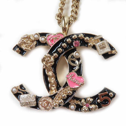 CHANEL B24P Abd325 Camellia Perfume Bag Icon Design Large Coco Mark Necklace